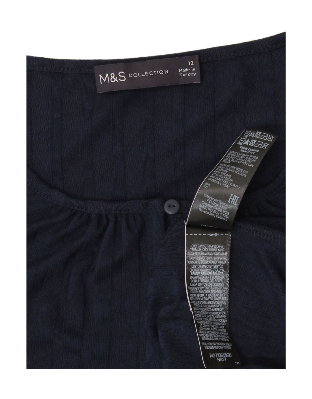 Marks & Spencer Langärmliges A-Linien-Kleid für Damen, UK 12, Mittel, Marineblau
