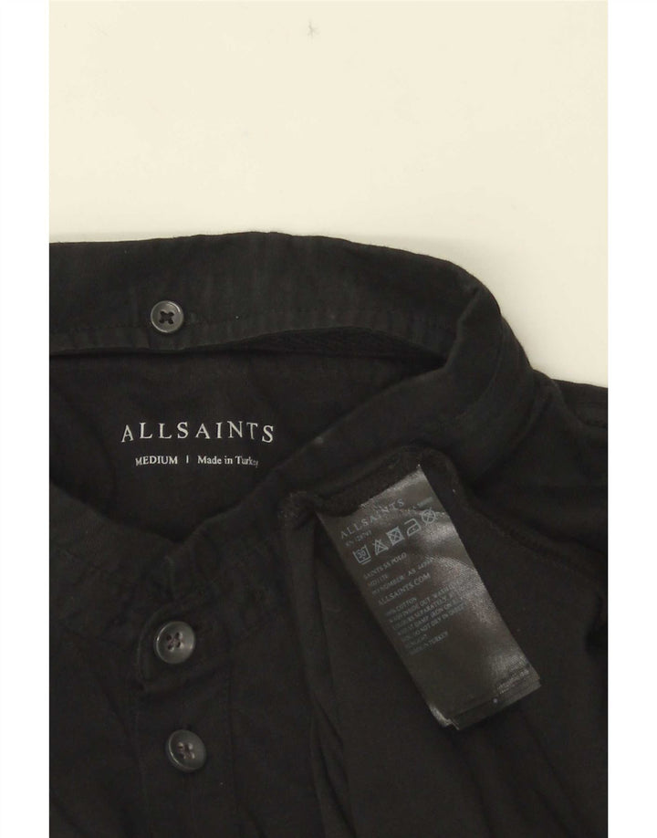 All Saints Herren-Poloshirt aus mittelschwarzer Baumwolle