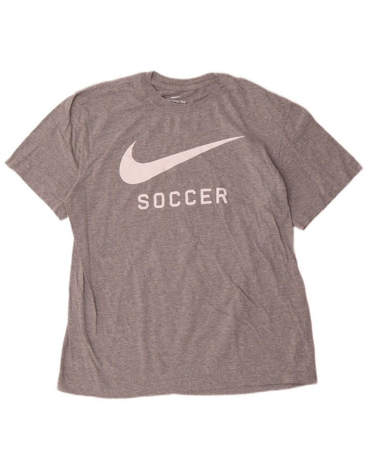 Nike Herren-T-Shirt mit Grafik, Größe L, aus grauer Baumwolle