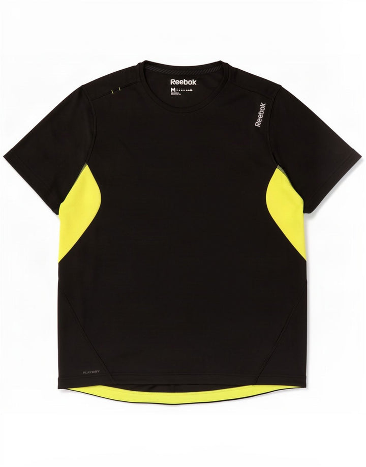 Reebok Herren T-Shirt Top Medium Schwarz Colourblock Polyester