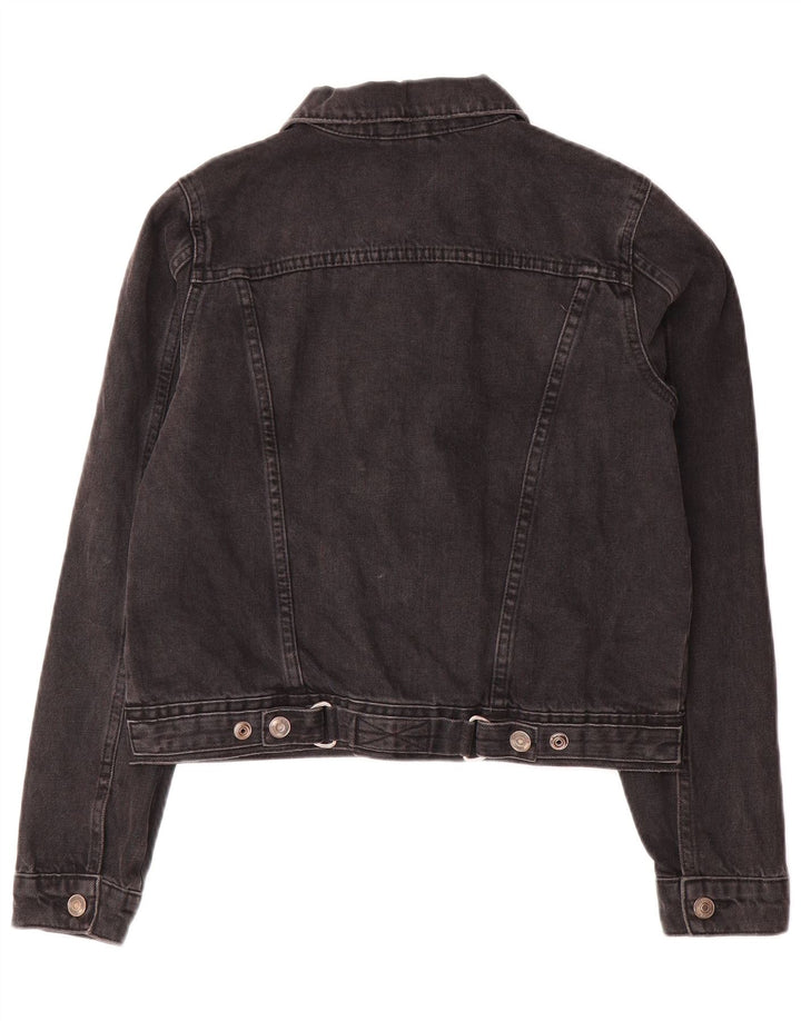 Topshop Damen Crop Denim Jacke UK 10 Small Grau