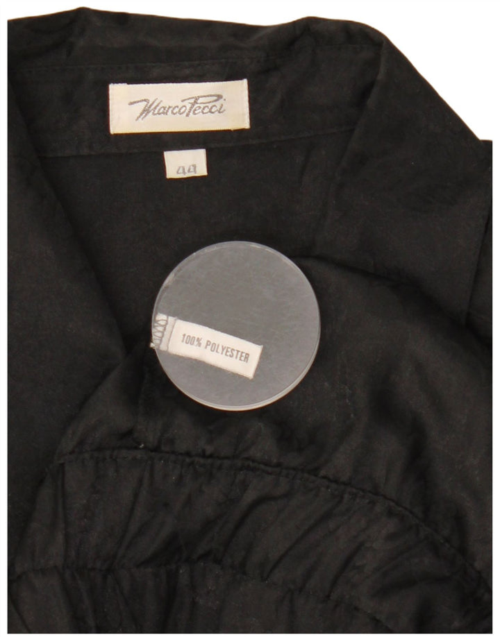 Marco Pecci Damen 3/4-Ärmel-Hemdbluse IT 44 Mittelschwarzes Polyester