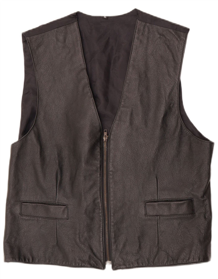 Vintage Herren Lederweste XL Schwarzes Leder