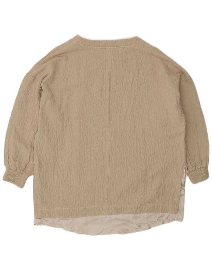 Zara Damen-Oversize-Blusenoberteil, UK 6, XS, Beige, Baumwolle