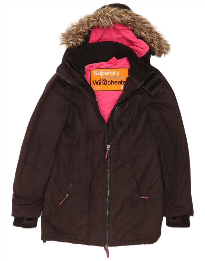 Superdry Damen Windcheater Parka mit Kapuze, UK 14, Mittelschwarz