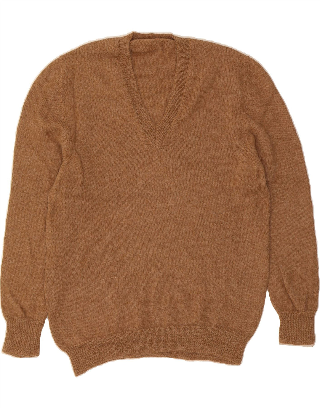 VINTAGE Womens V-Neck Jumper Sweater UK 14 Medium Brown Vintage Vintage and Second-Hand Vintage from Messina Hembry 