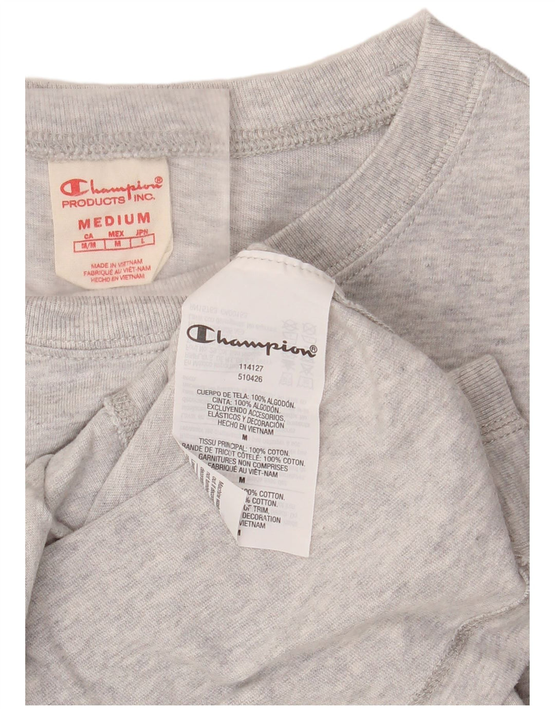 CHAMPION Damen T-Shirt Top UK 14 Mittelgrau gefleckte Baumwolle