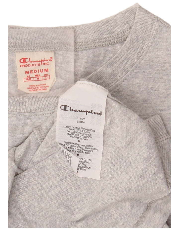 CHAMPION Damen T-Shirt Top UK 14 Mittelgrau gefleckte Baumwolle