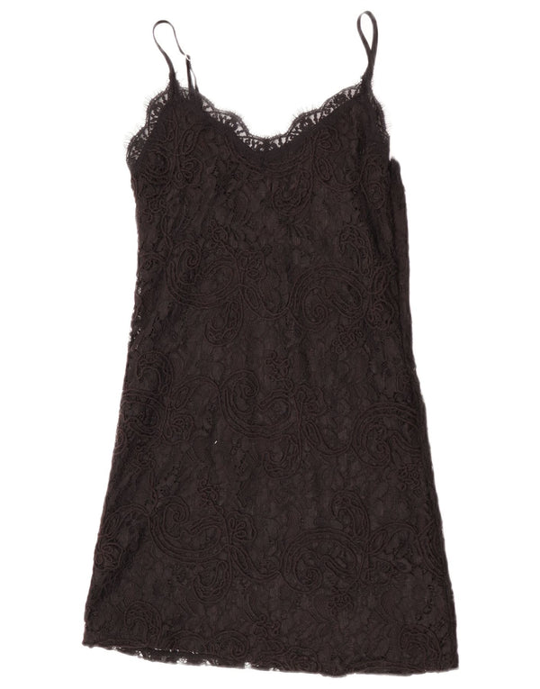 Zara Damen Spitzen-Slipkleid, Größe S, Schwarz, Blumenmuster