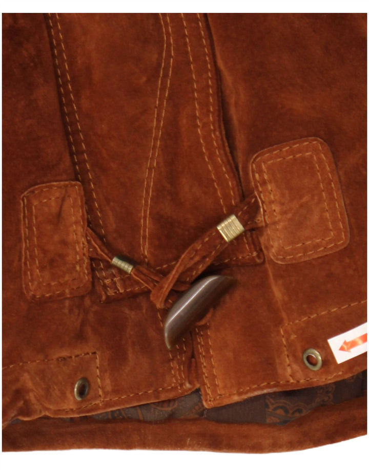 Michel Damen Übergroßer Wildledermantel IT 50 XL Braunes Leder