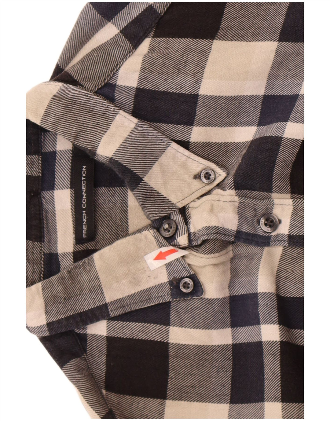 French Connection Herren-Flanellhemd, mittelblau, kariert, Baumwolle