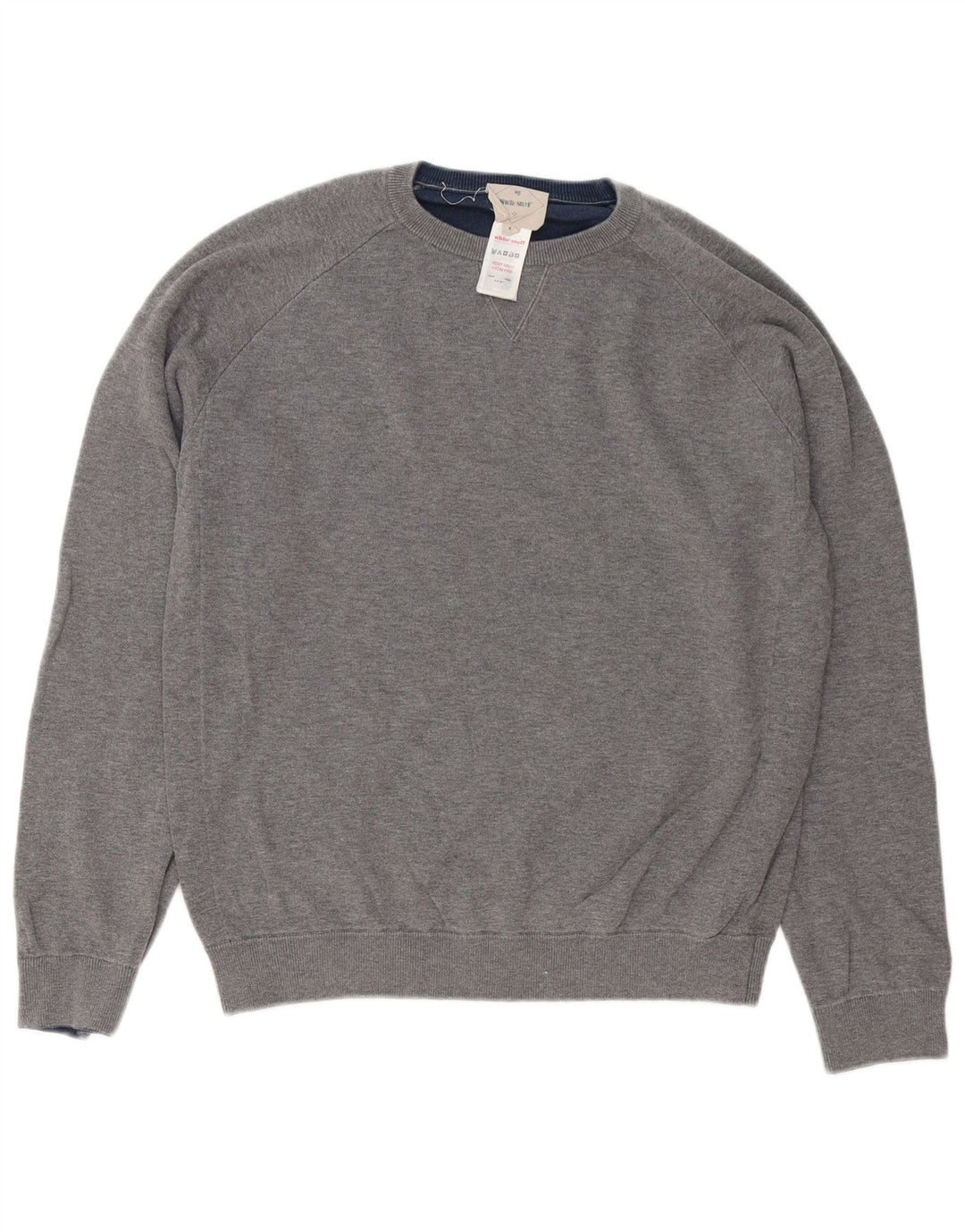 White Stuff Herren-Pullover mit Rundhalsausschnitt aus mittelgrauer Baumwolle