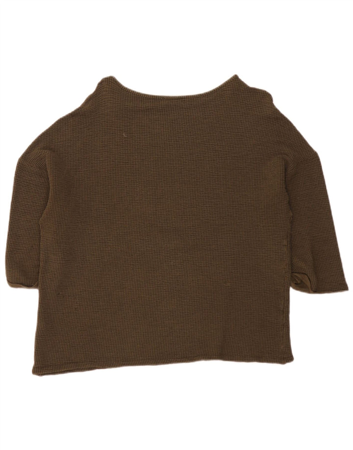 Zara Damen-Oversize-Top mit 3/4-Ärmeln, UK-Größe 14, mittlere Khaki-Viskose