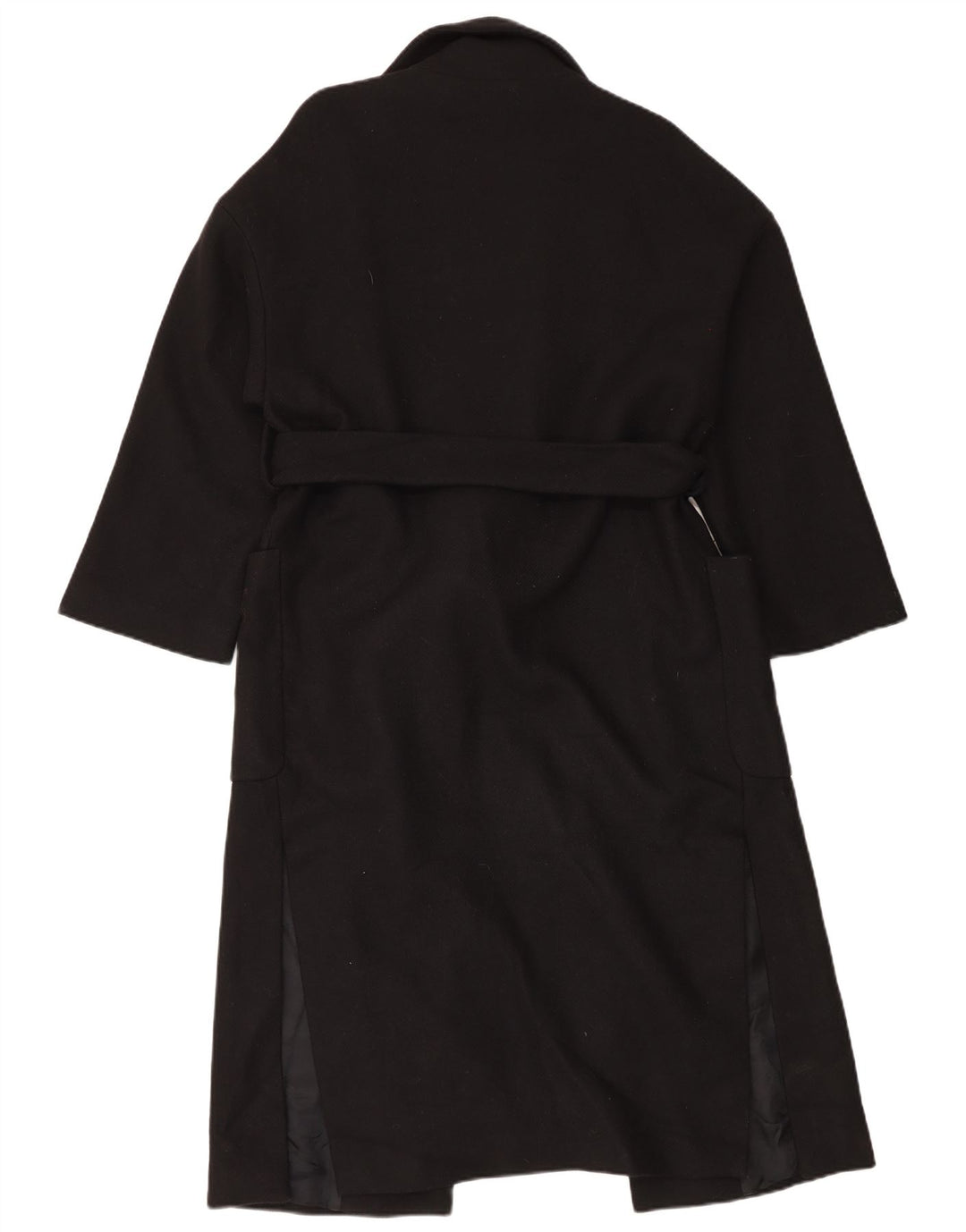 Zara Damen Übergroßer Mantel UK 10 Small Schwarze Wolle