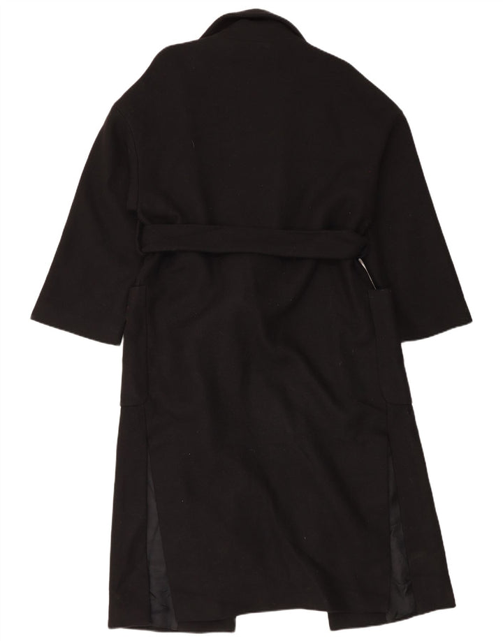 Zara Damen Übergroßer Mantel UK 10 Small Schwarze Wolle