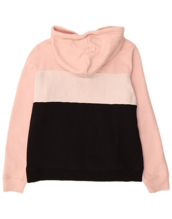 Hollister Womens Graphic Hoodie Pullover UK 14 Mittelschwarz Farbblock
