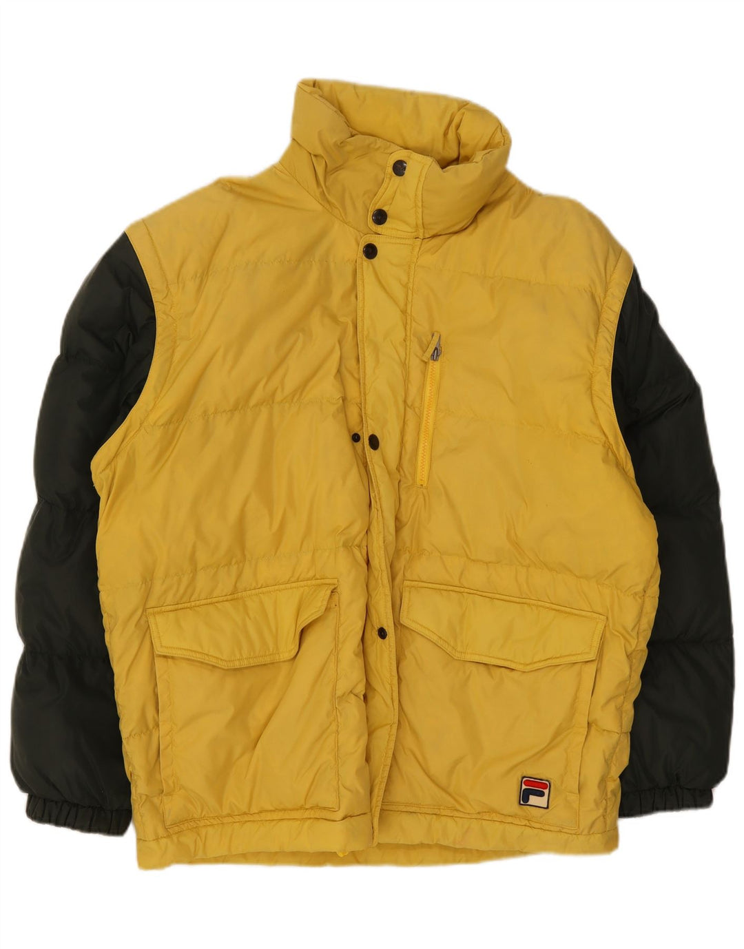 Fila Herren Wattierte Jacke UK 38 Mittelgelber Farbblock