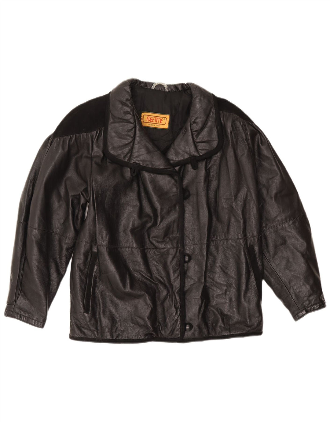 Vintage Damen Lederjacke UK 18 XL Schwarzes Leder