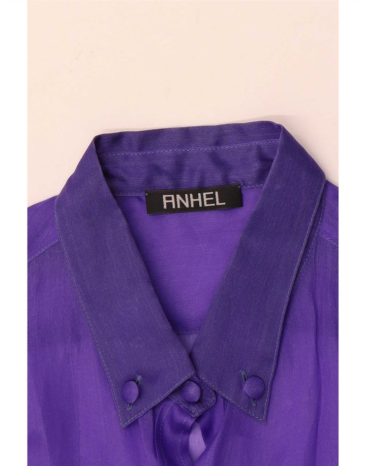 Vintage Damen Hemdbluse UK 12 Medium Lila