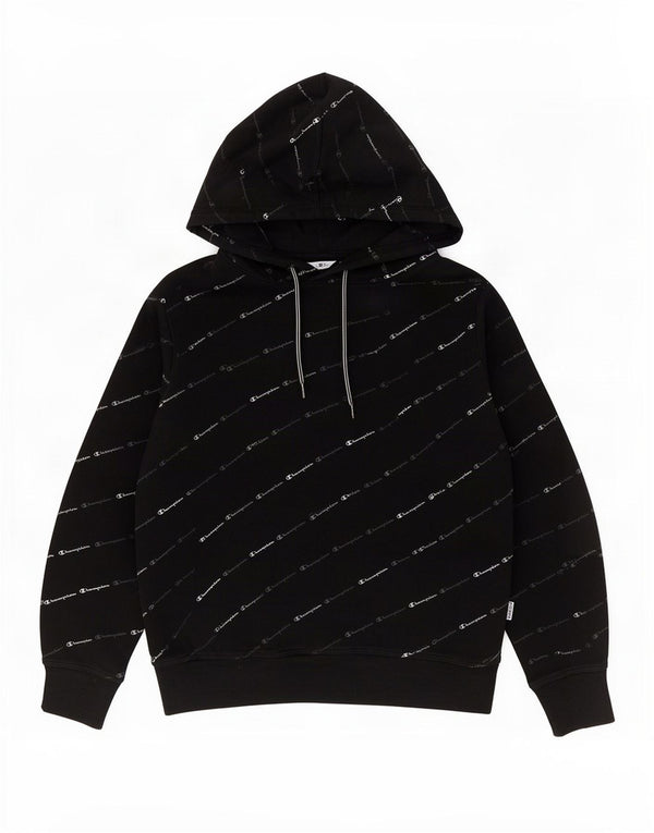 Champion Womens Graphic Hoodie Pullover UK 10 Small Schwarz Baumwolle