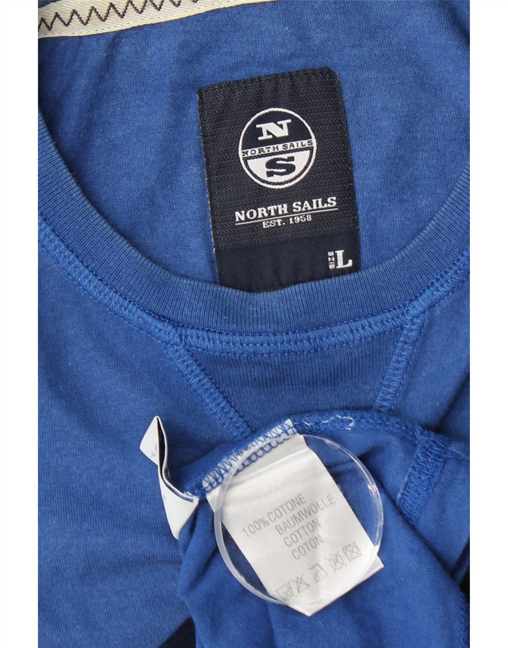North Sails Herren Grafik-Oberteil, langärmelig, groß, aus blauer Baumwolle