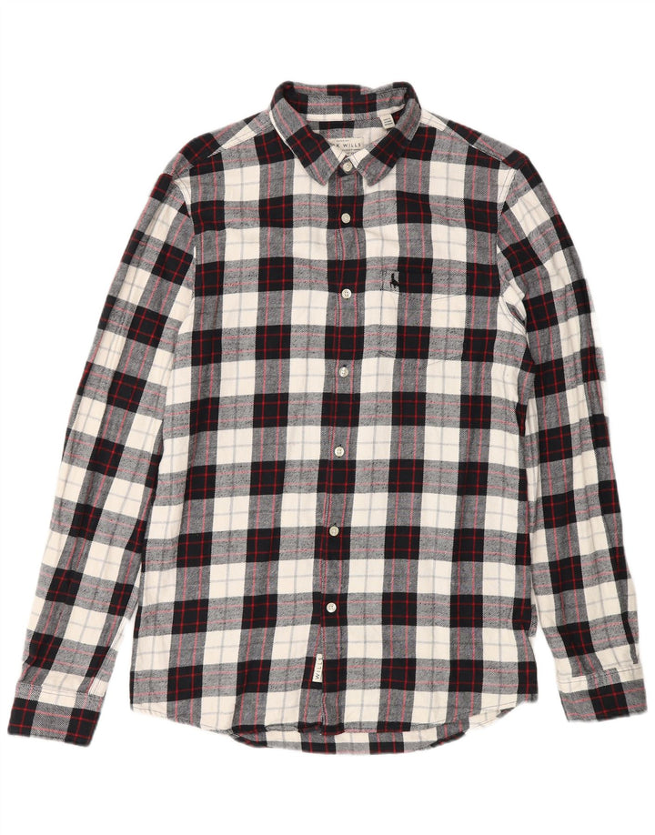Jack Wills Herren-Flanellhemd mit klassischer Passform, klein, schwarz kariert, Baumwolle