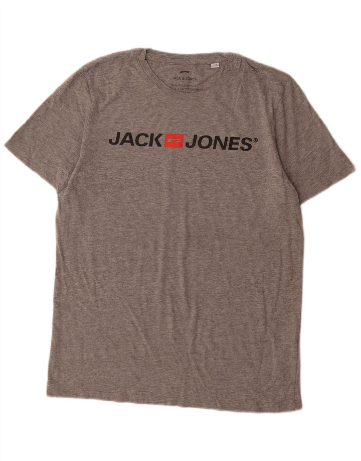 Jack & Jones Herren-T-Shirt mit Grafik, Größe L, Grau, Baumwolle