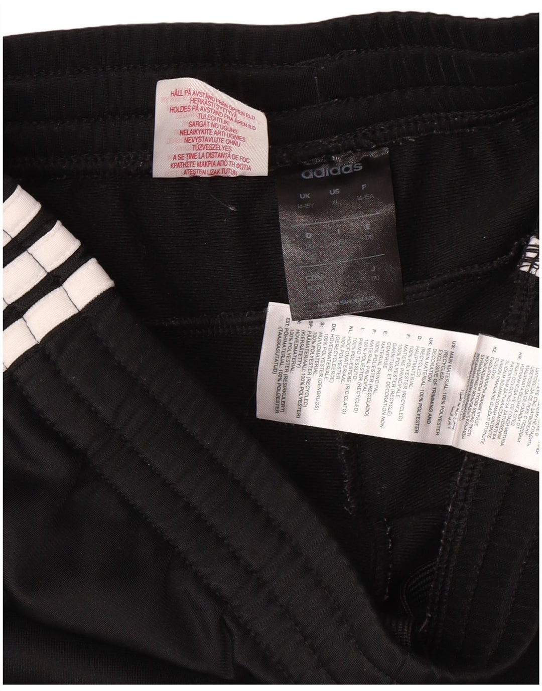 ADIDAS Boys Tracksuit Trousers 14-15 Years  Black Polyester