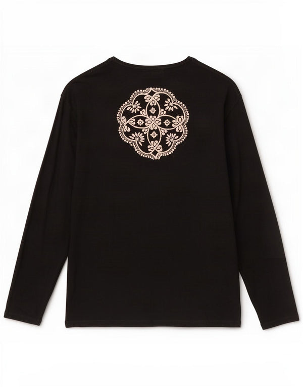 Desigual Damen Graphic Top Langarm UK 18 XL Schwarz geblümt