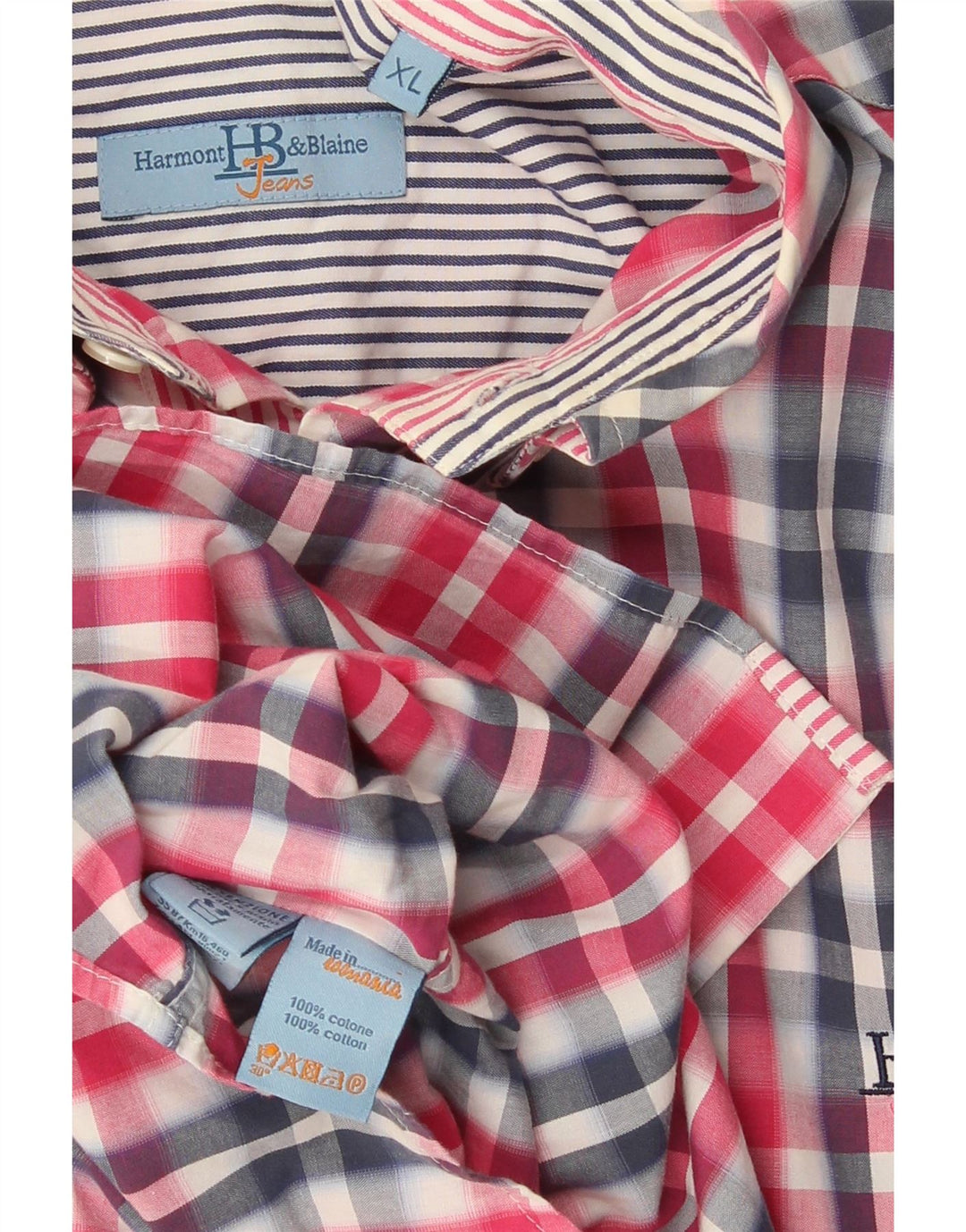 Harmont & Blaine Herrenhemd XL, rosa kariert, Baumwolle