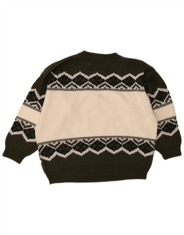 Vintage Herren Rollkragenpullover mit Grafik, groß, grün, geometrisch