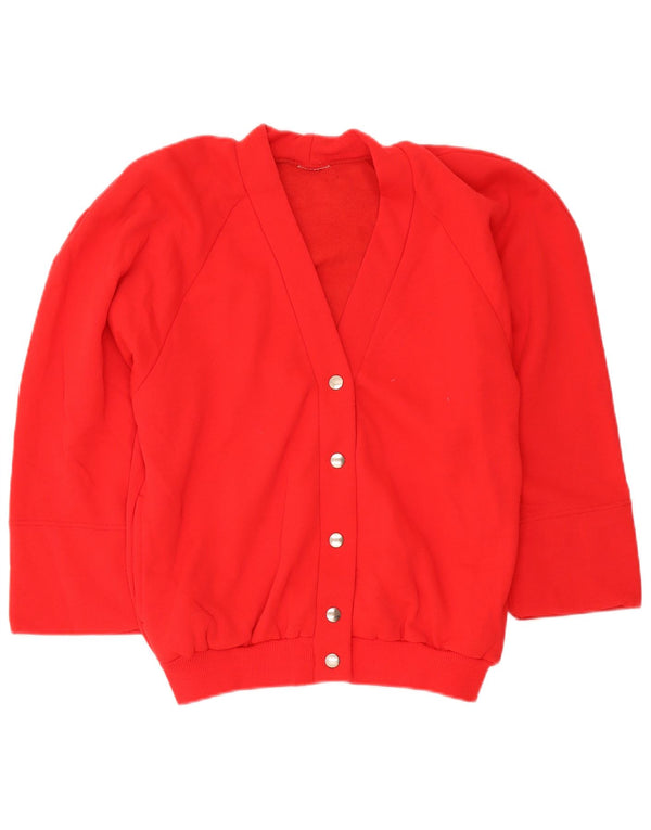 Vintage Damen Oversized Cardigan Pullover UK 10 Kleine rote Baumwolle