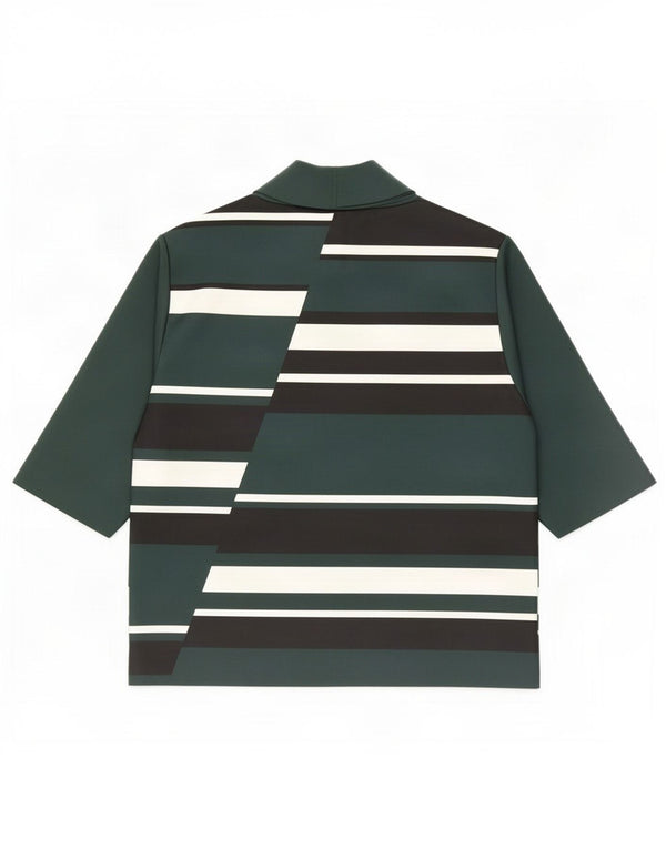 Zara Womens Blouse Top UK 12 Medium Green Colourblock Polyester
