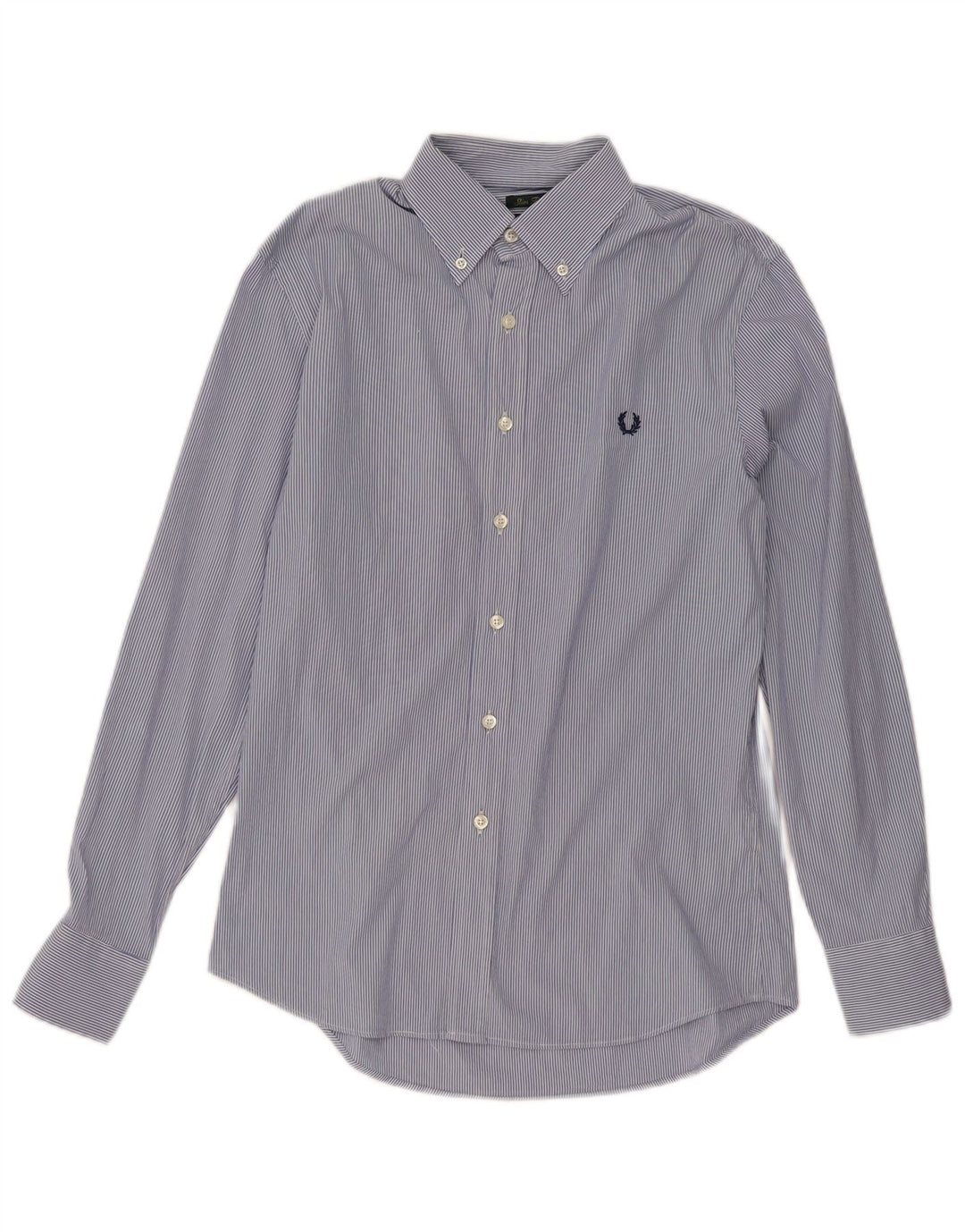Fred Perry Herren-Slim-Fit-Hemd, mittelblau, gestreift, Baumwolle, klassisch