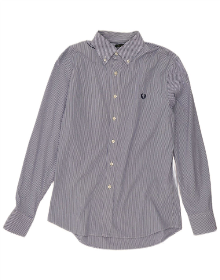 Fred Perry Herren-Slim-Fit-Hemd, mittelblau, gestreift, Baumwolle, klassisch