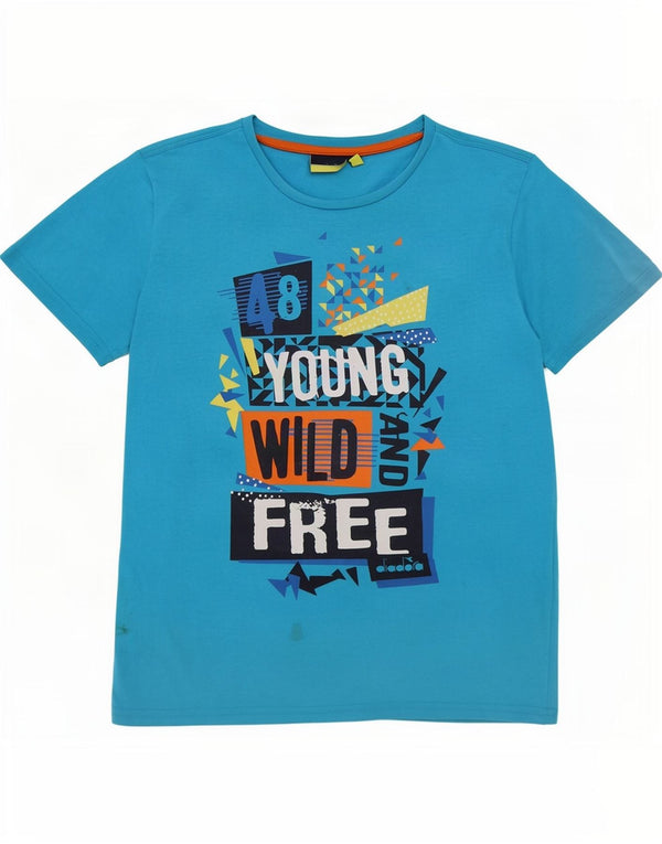 Diadora Grafik-T-Shirt für Jungen, 11–12 Jahre, XL, Blau, Baumwolle