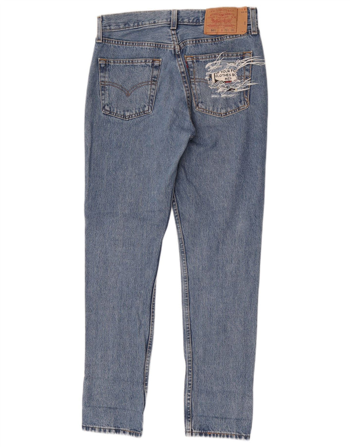 Levi's Damen 501 Distressed Straight Jeans W30 L30 Blaue Baumwolle