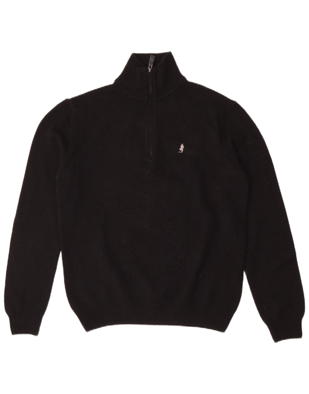 Marlboro Classics Herren-Pullover mit Reißverschluss am Hals, mittelschwarze Wolle
