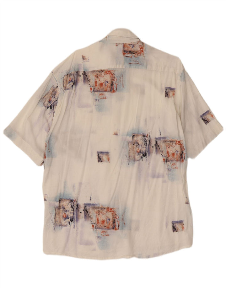 Vintage Herren Kurzarmshirt Großes weißes Patchwork