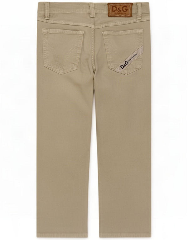Dolce & Gabbana Womens Graphic Capri Trousers W32 L20 Khaki Cotton