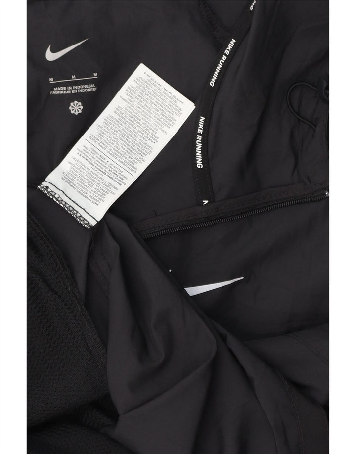 NIKE Womens Hooded Oversized Rain Jacket UK 14 Medium Black Polyester