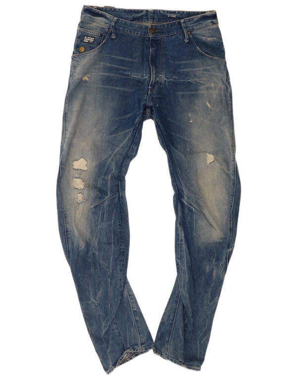 G-Star Herren Distressed Banana Slim Jeans W33 L34 Blaue Baumwolle