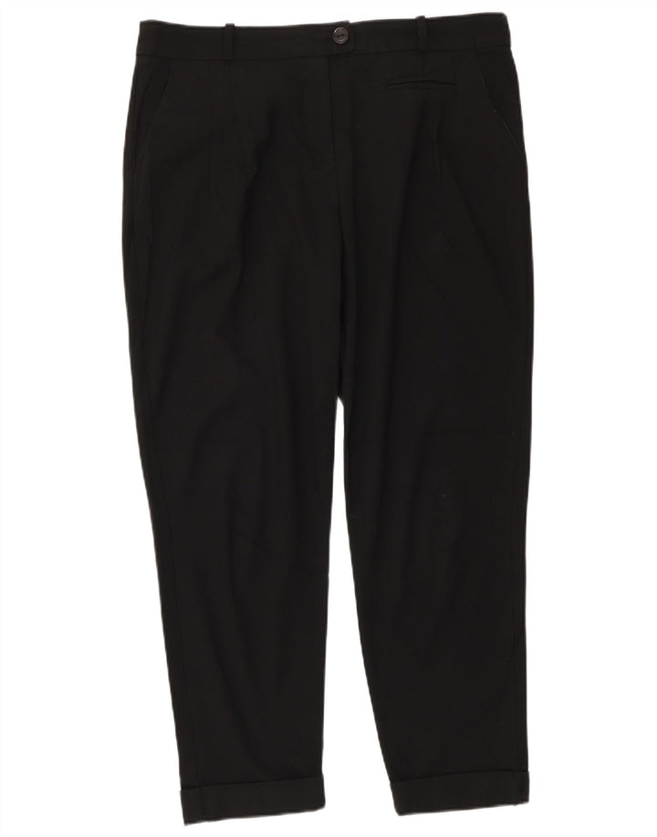Zara Damen Tapered Cropped-Hose EU 40 Medium W30 L25 Schwarz Polyester