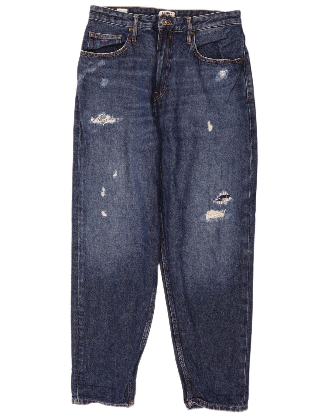 Tommy Hilfiger Damen Distressed High Rise Tapered Jeans W29 L27 Blau