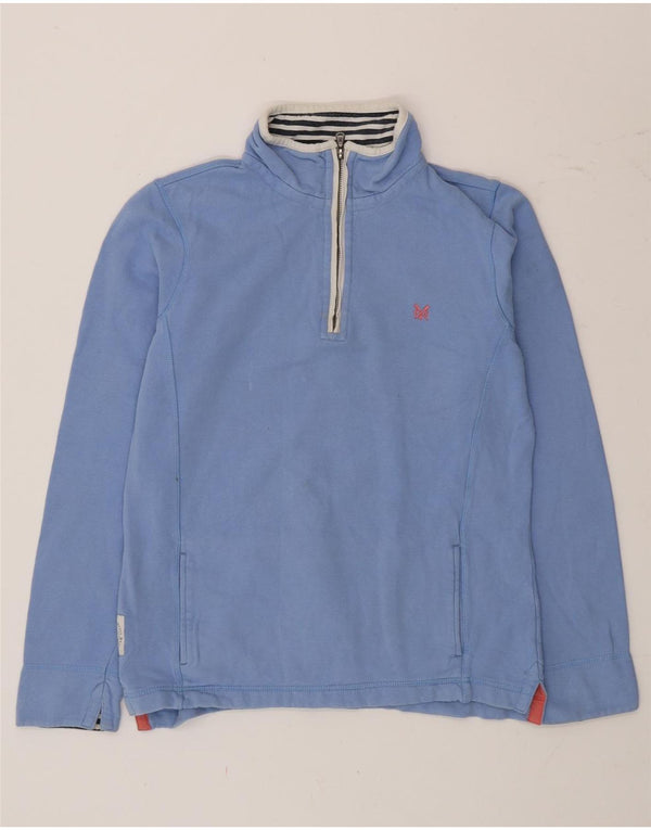 Crew Clothing Damen-Sweatshirt mit Reißverschluss am Hals, Gr. 10, Größe S, Blau, Baumwolle