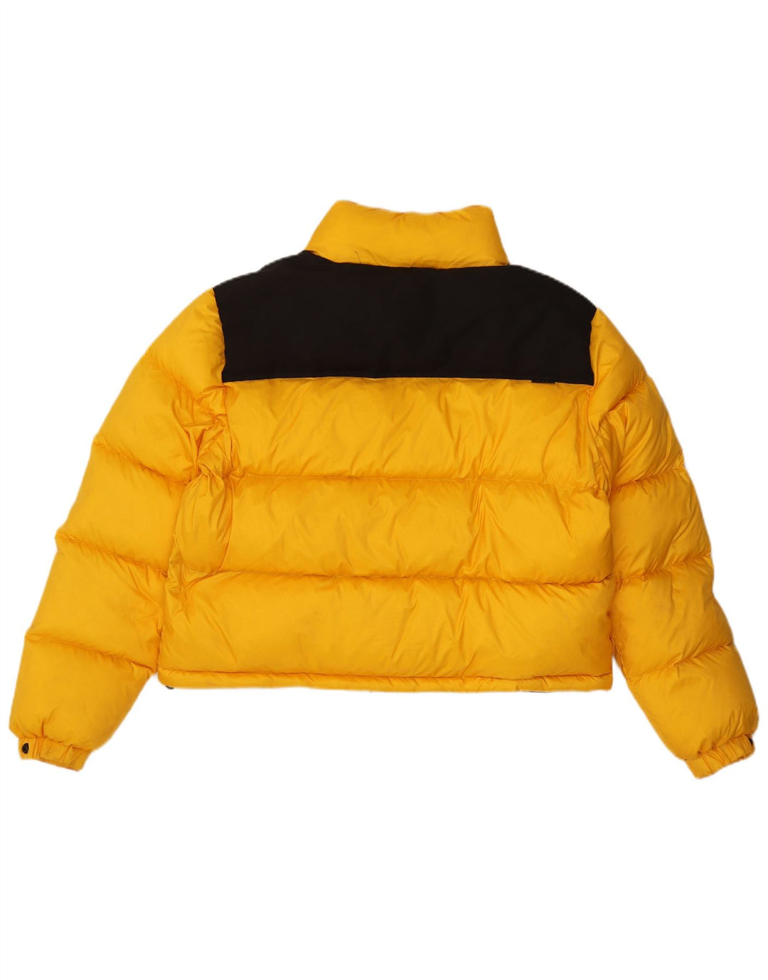 Superdry Damen Crop Wattierte Jacke UK 16 Large Gelbes Colourblock-Nylon
