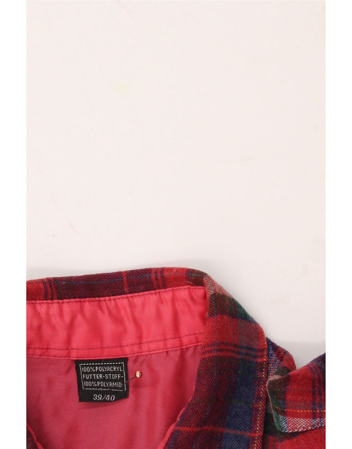 VINTAGE Mens Overshirt Shirt Size 39/40 Medium Red Check Polyacrylic Vintage Vintage and Second-Hand Vintage from Messina Hembry 