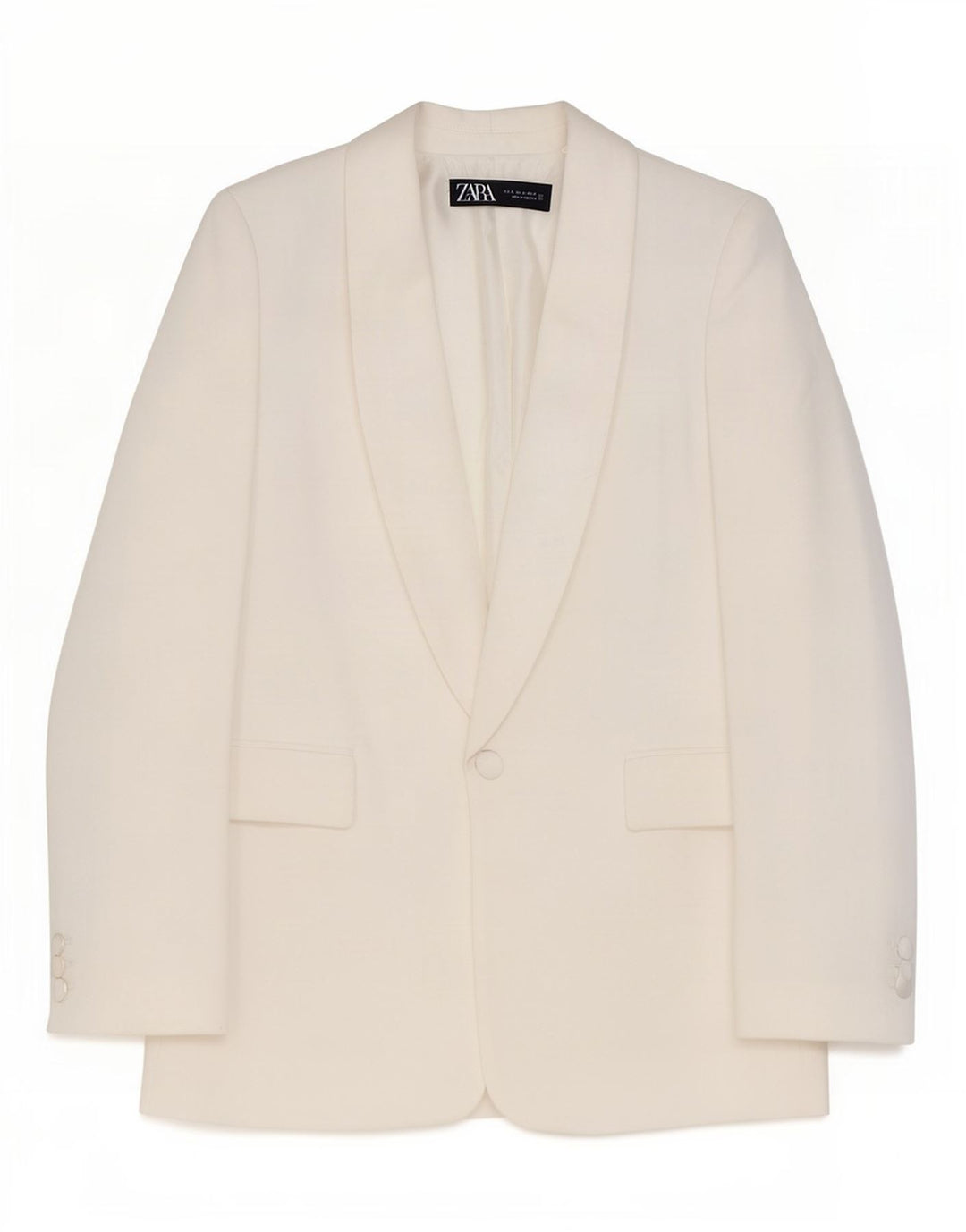 Zara Damen-Blazer, übergroß, 1 Knopf, Gr. 6, XS, weiße Viskose