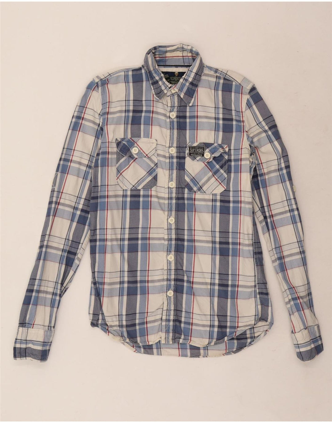 Superdry Herren Flanellhemd Mittelblau kariert