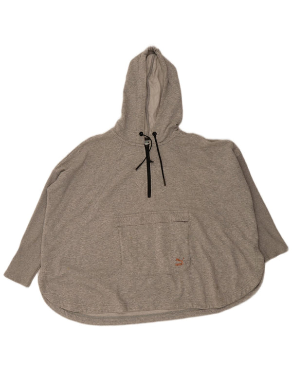Puma Womens 3/4 Sleeve Oversized Hoodie Jumper UK 12 Mittelgraue Baumwolle